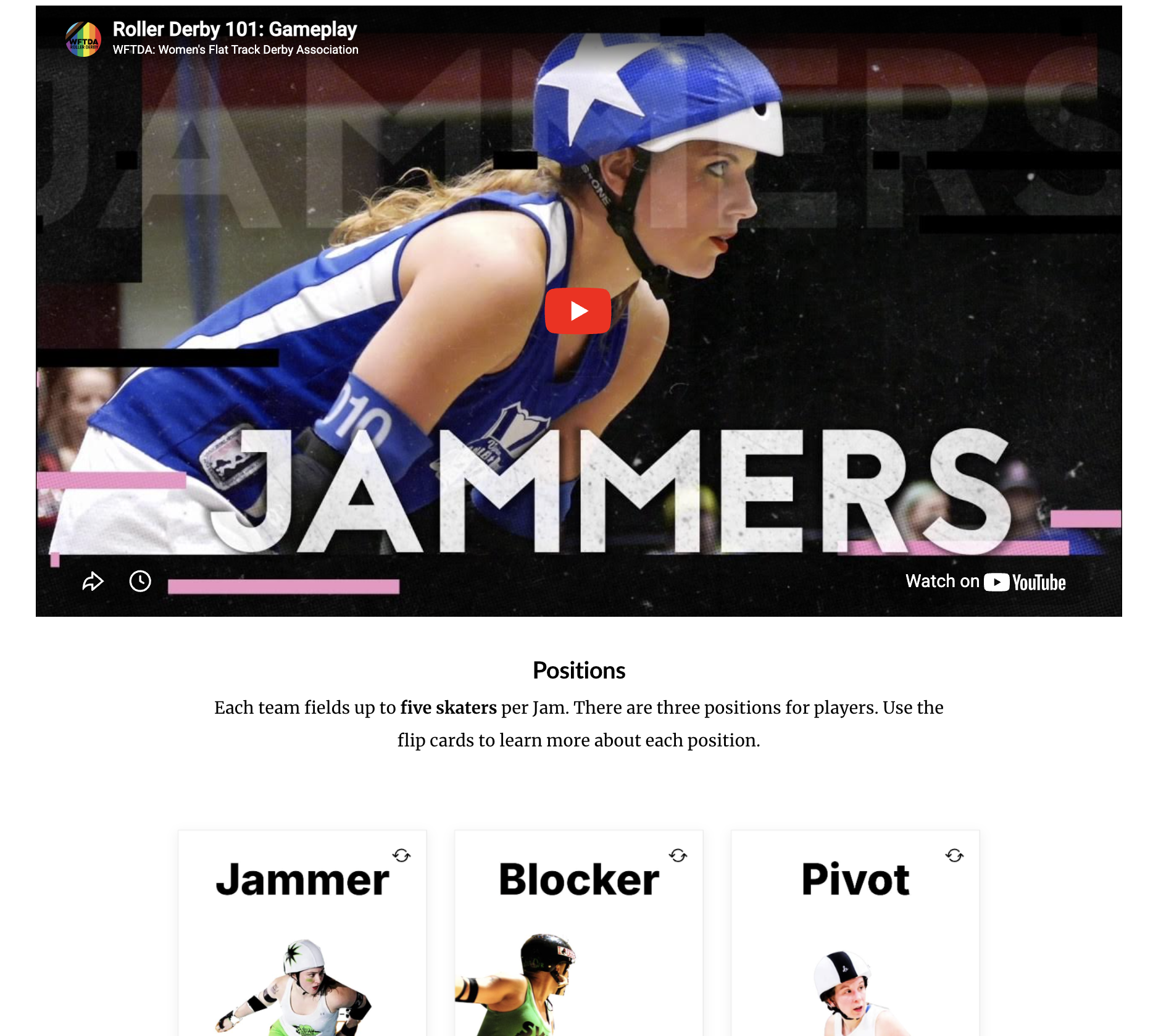 Roller Derby Rules Project live site preview